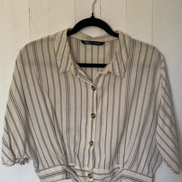 Zara Cropped Cotton Blouse - Picture 2 of 3